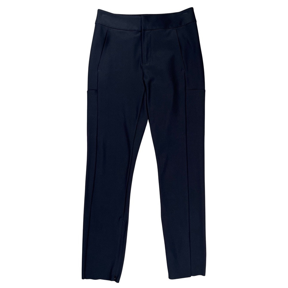 Athleta Stellar Trouser Women 2 Black Stretch Ankle Zip Travel Work Pants Office